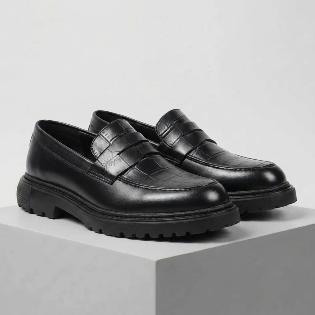Mocassin Noir en Cuir Noir Tres Confortable
