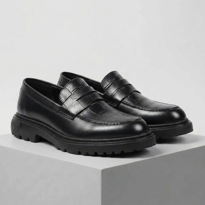 Mocassin Noir en Cuir Noir Tres Confortable