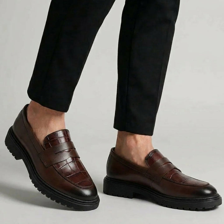Mocassin Marron en Cuir Noir Tres Confortable