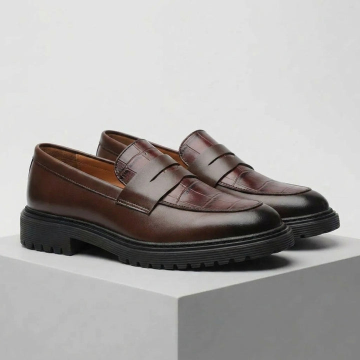 Mocassin Marron en Cuir Noir Tres Confortable