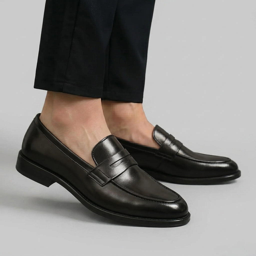 Mocassin Noir en Cuir Noir Tres Confortable